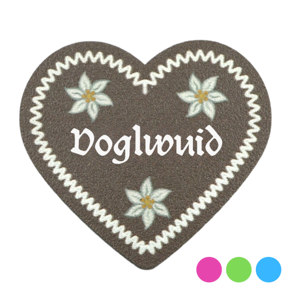 "Voglwuid-Anstecker in Lebkuchen-Optik - erhältlich bei Glubbal.shop"